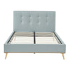Stone Grey Solid Natural Plywood & Metal Upholstered Bed Frame Size Double