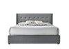 King Sized Winged Fabric Bed Frame with Gas Lift Storage in Light Grey